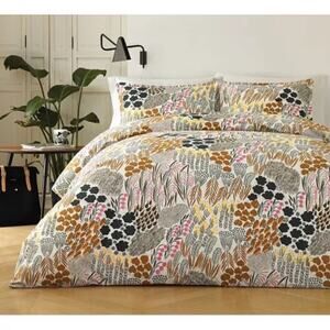 Marimekko White/Multicolor Abstract Floral Print Comforter Size Full/Queen EUC